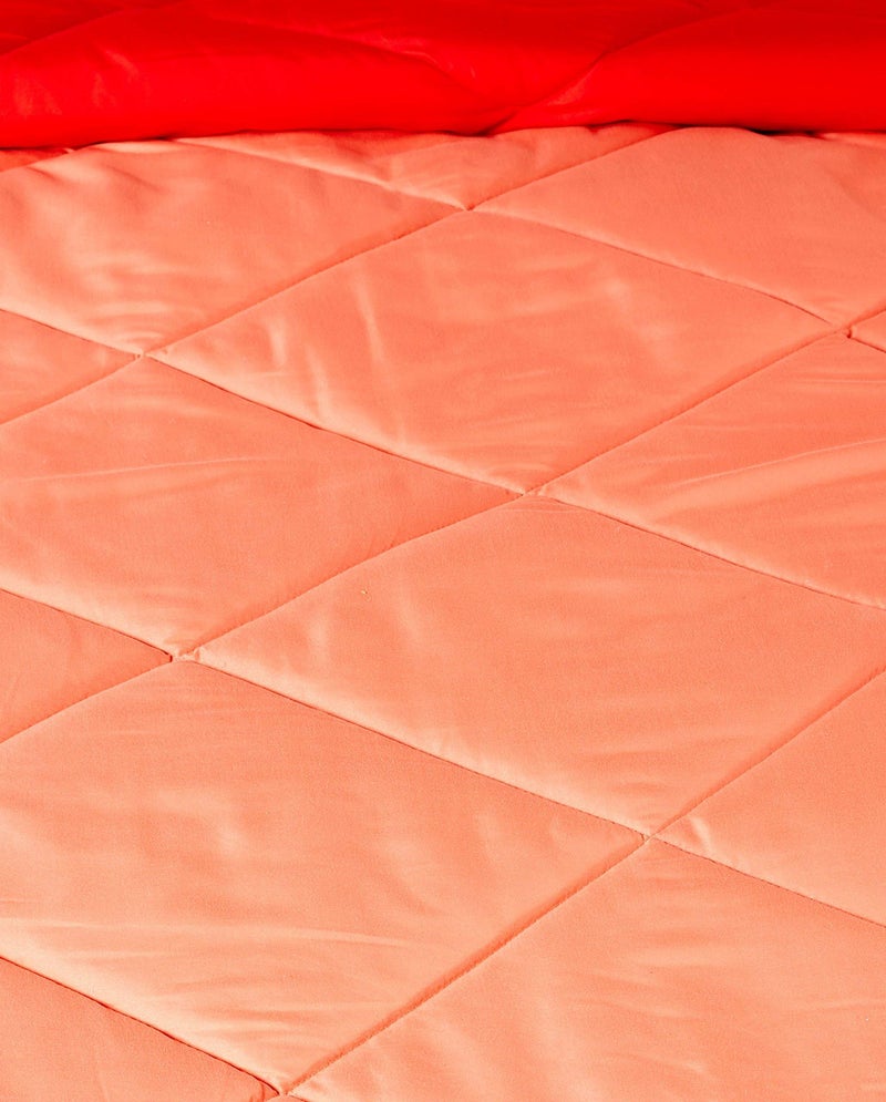 SHOPINGTRADE - Cotton Reversible Comforter, Single Bed ( Red & Peach, 200 GSM) - Image 3