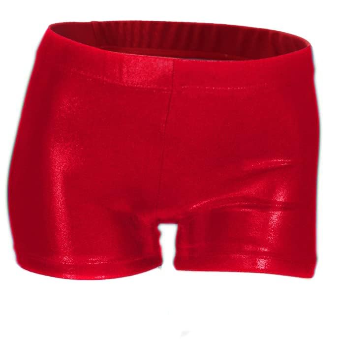 ZIZI Little Big Girls Sparkle Dance Tumbling Athletic Gymnastics Red Short,120CM(6X-7Years) - Image 2