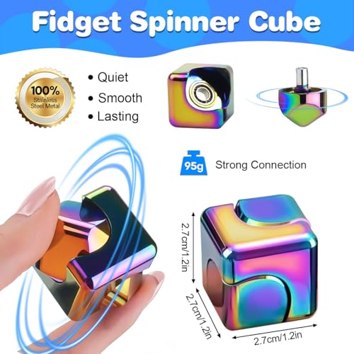 QINGLER Fidget Sensory Toys Set for Adults 8 Pack with Fidget Spinner Infinity Cube 3 Rings Fidget Pad Flippy Chain Spinning Top and More Quiet AntiAnxiety Desk Toys for Kids Teens - Image 5