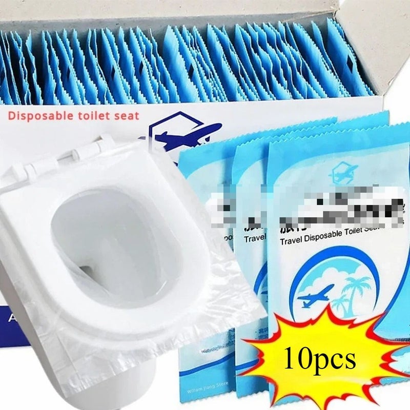 Clear Disposable Toilet Seat Cover 10 Pack for Bathroom - Image 1