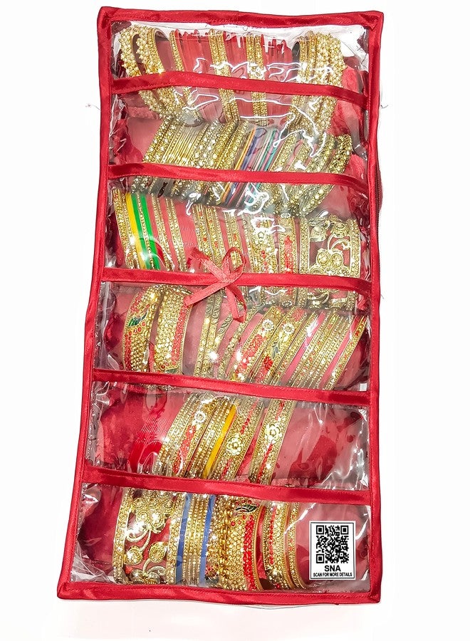 SNA 6 Rods Satin Bangle bag Bracelet Bag Jewelry Storage Organizer jewelry kit Vanity Jewellery Vanity Box (Golden, Beige) - Image 1