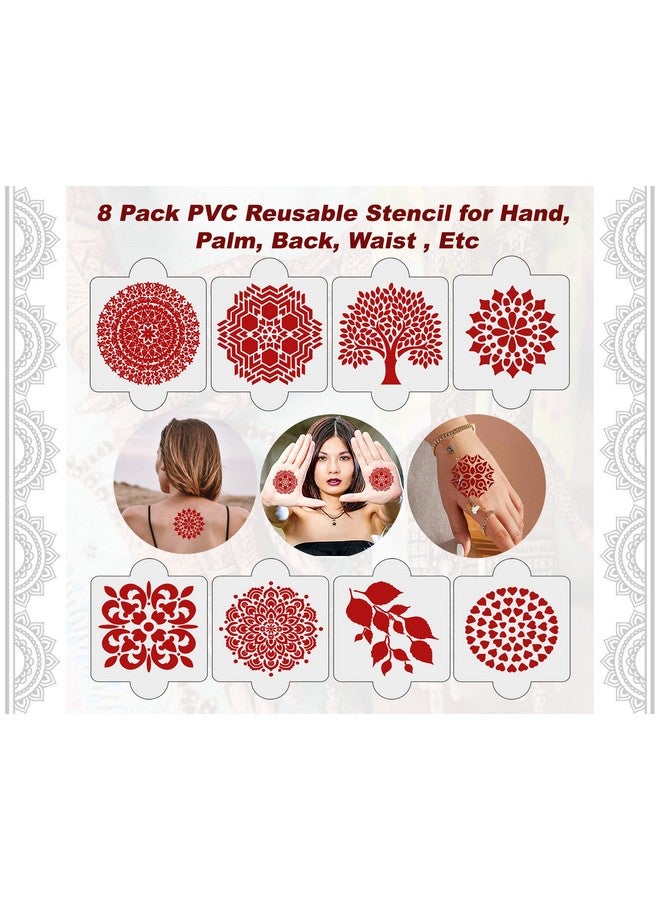 ivana's Set Of 20 Pcs Combo Pack, Reusable Mehandi Design Sticker Stencils For Both Hand | Mendhi Stencil Bridal | Quick And Easy To Use, For Girls, Women, Kids & Teen, D-2147 - Image 3