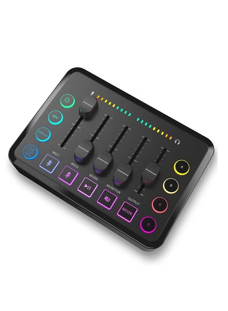 F9 HD Gaming Audio Mixer Rechargeable Audio Interface RGB Mixer with XLR Mic Interface 48V Phantom Power for Podcast/Recording  - Image 1