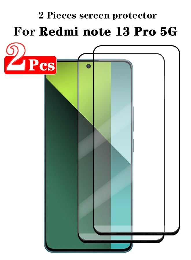 2 Pieces Full Cover Glass Screen Protector For Redmi Note 13 Pro 5G Black/Clear and Screen Protector Accessories - Image 1