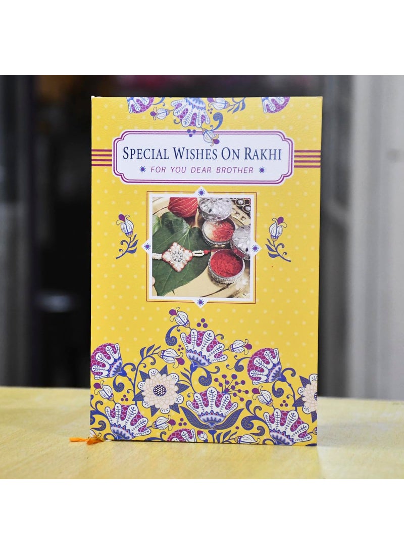 Saugat Traders Saugat Traders Designer Rakhi for Bhaiya Bhabhi with Gift and Greeting Card - Lumba Rakhi for Bhabhi - OM Rakhi for Brother With Roli Chawal Chopra Set  - Image 5
