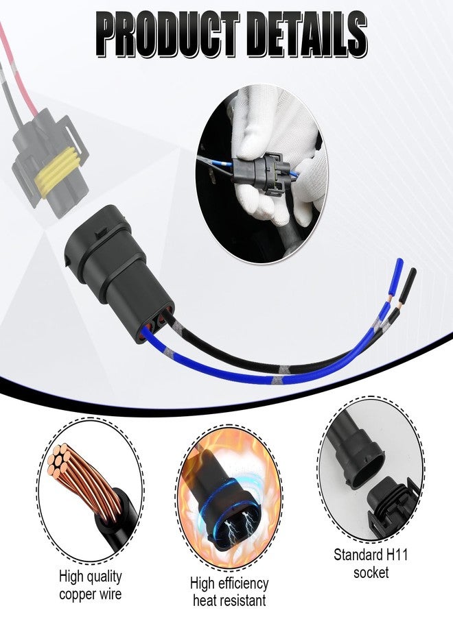 iBrightstar H11 H9 H8 880 881 Male Nylon Adapter Wiring Harness Sockets Wire for Headlights or Fog Lights - Image 2