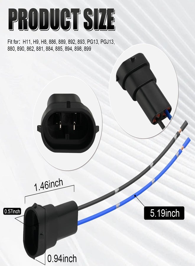 iBrightstar H11 H9 H8 880 881 Male Nylon Adapter Wiring Harness Sockets Wire for Headlights or Fog Lights - Image 3