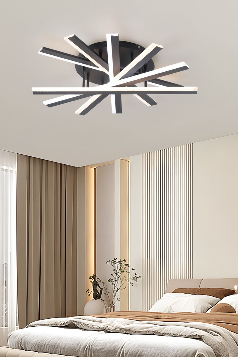 YATAI LIGHTING YATAI 60cm LED Flush Mount Ceiling Light, 60–80W Dimmable Modern Fixture with Remote, Adjustable 3000K–6000K Color, Black Round Ceiling Lamp for Bedroom, Study, Living Room - Image 5