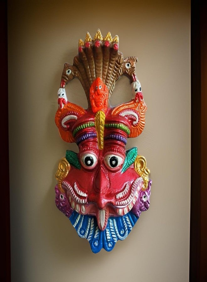Salvus APP SOLUTIONS Narsingh Kirtimukha Metal Wall Hanging Face Mask for Home Entrance & Pooja Room Décor, Traditional Hindu Decorative Wall Art, Red, 3.5 x 6 Inch - Image 5