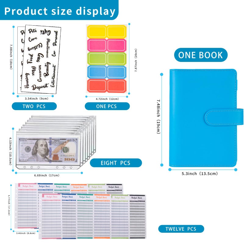 NICOOTHBudget Binder Cash Envelopes A6 Money Saving Binder with Zipper envelopes (Dark Blue) - Image 2
