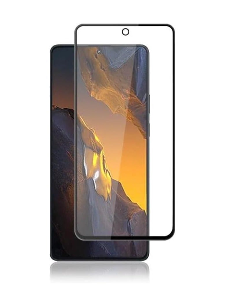 واقي شاشة لهاتف Xiaomi Poco F5، واقي زجاجي مقوى 9H، لاصق كامل من الحافة إلى الحافة، صلابة 9H، مضاد لبصمات الأصابع، زجاج منحني 5D مقاوم للخدش لهاتف Poco F5 / Redmi Note 12 Turbo (أسود 5D) - Image 1