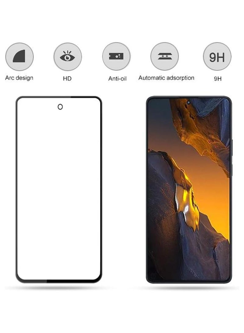 واقي شاشة لهاتف Xiaomi Poco F5، واقي زجاجي مقوى 9H، لاصق كامل من الحافة إلى الحافة، صلابة 9H، مضاد لبصمات الأصابع، زجاج منحني 5D مقاوم للخدش لهاتف Poco F5 / Redmi Note 12 Turbo (أسود 5D) - Image 2
