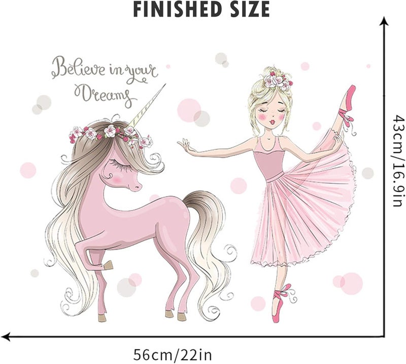 ROFARSO Ballet Girl with Unicorn Wall Stickers - Image 4