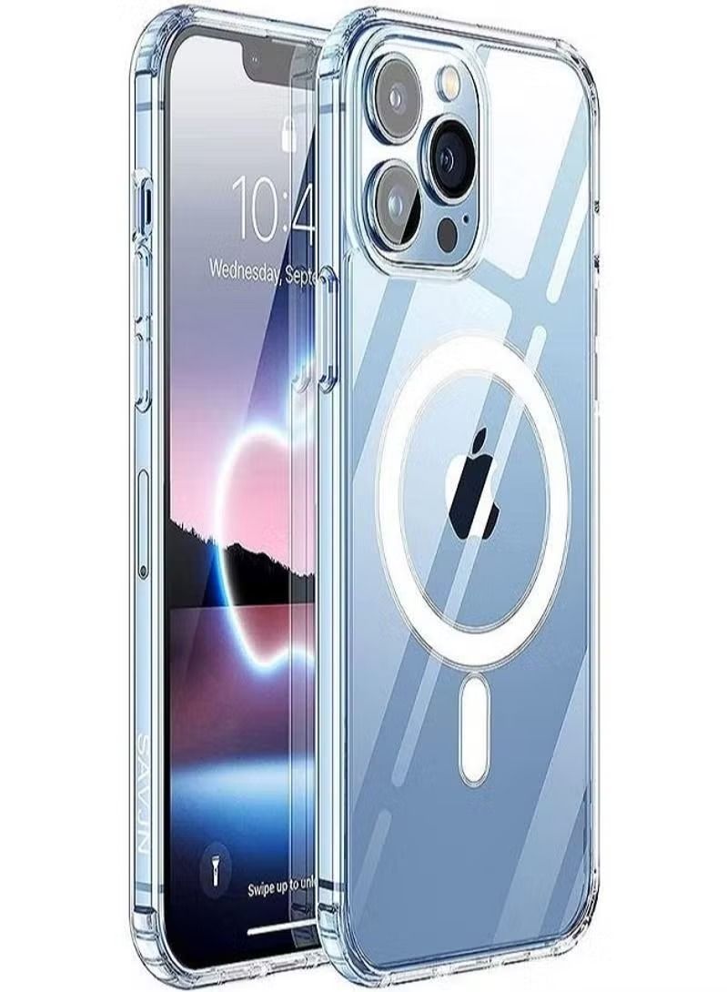 Zaboon iPhone 14 Pro Max Magnetic Phone Case, Compatible with Magsafe Charging & Accessories Protective Clear Back Case Cover - Image 1