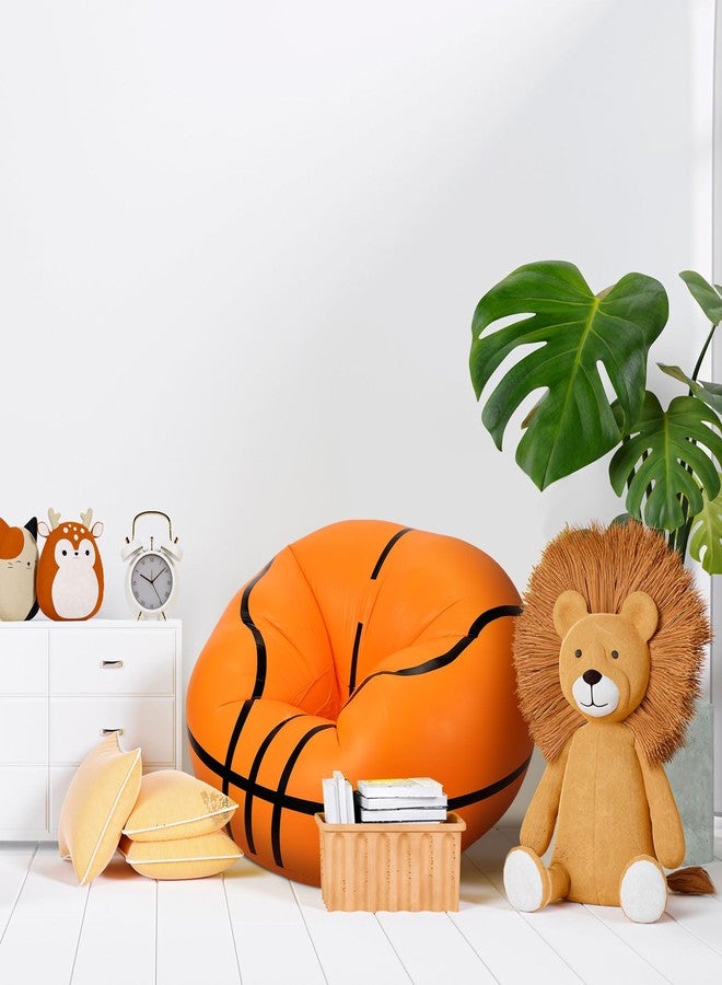 Menkxi 2 Pcs Inflatable Bean Bag Chair Basketball Beanbags 43in Creative Inflatable Sofa Sports Ball Household Lazy Chair PVC Air Cushion Sofa for Living Room Balcony Garden Camping Hiking - Image 4