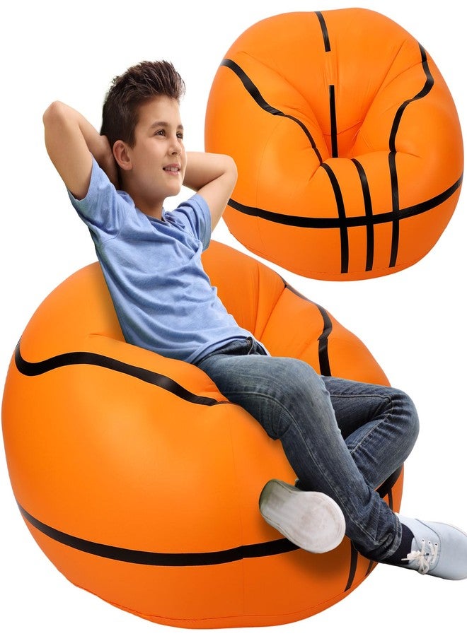 Menkxi 2 Pcs Inflatable Bean Bag Chair Basketball Beanbags 43in Creative Inflatable Sofa Sports Ball Household Lazy Chair PVC Air Cushion Sofa for Living Room Balcony Garden Camping Hiking - Image 1