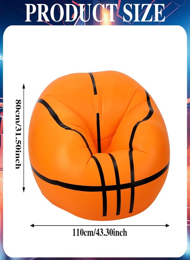 Menkxi 2 Pcs Inflatable Bean Bag Chair Basketball Beanbags 43in Creative Inflatable Sofa Sports Ball Household Lazy Chair PVC Air Cushion Sofa for Living Room Balcony Garden Camping Hiking - Image 2