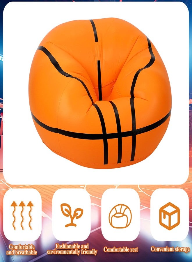 Menkxi 2 Pcs Inflatable Bean Bag Chair Basketball Beanbags 43in Creative Inflatable Sofa Sports Ball Household Lazy Chair PVC Air Cushion Sofa for Living Room Balcony Garden Camping Hiking - Image 3