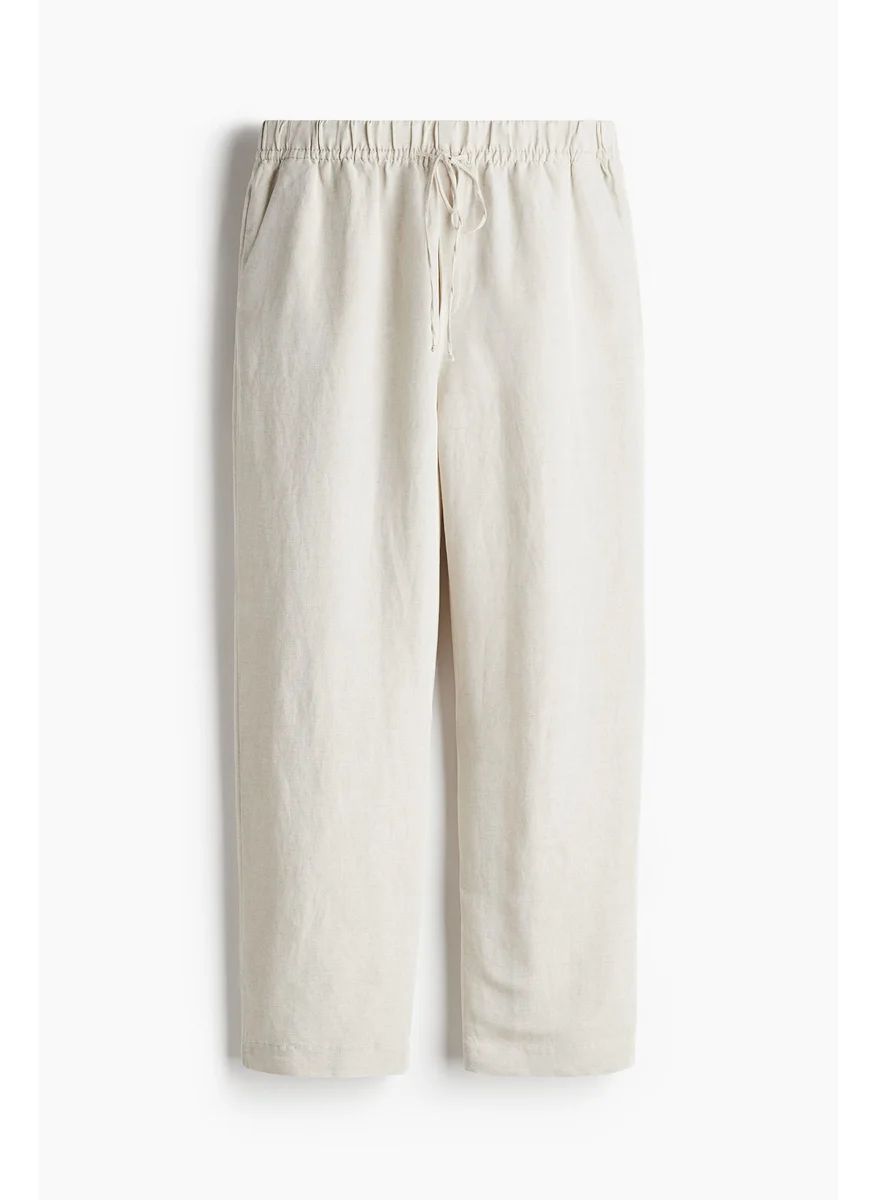 H&M Linen-Blend Drawstring Trousers