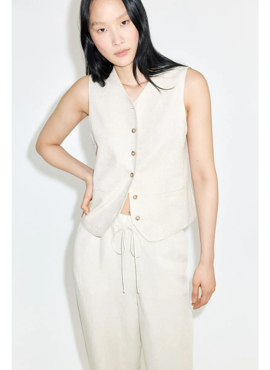 H&M Linen-Blend Drawstring Trousers