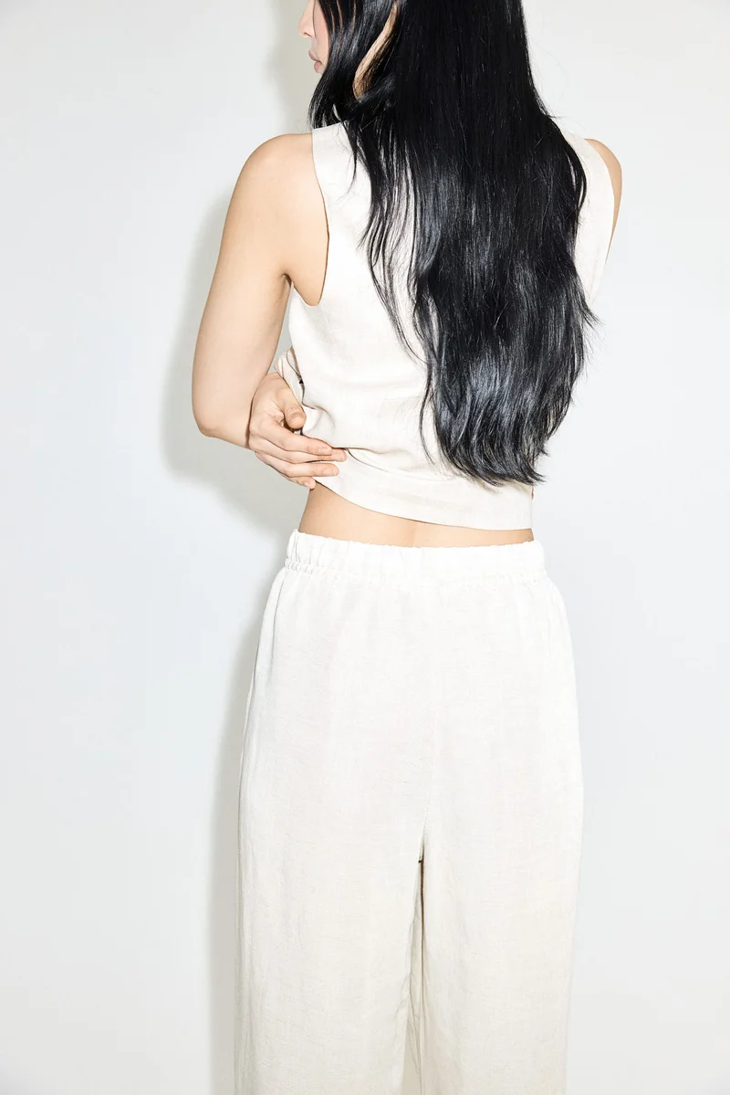 H&M Linen-Blend Drawstring Trousers
