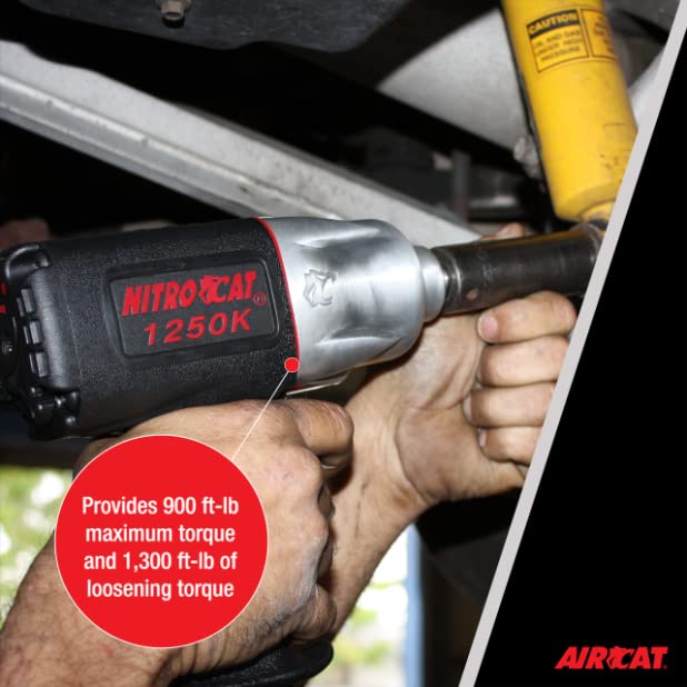 AIRCAT Pneumatic Tools 1250-K 1/2-inch NITROCAT Composite Twin Clutch Impact Wrench - Powerful & Long-Lasting Power Wrench - Air Tool with Ergonomic Handle - Image 4
