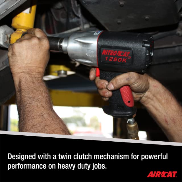 AIRCAT Pneumatic Tools 1250-K 1/2-inch NITROCAT Composite Twin Clutch Impact Wrench - Powerful & Long-Lasting Power Wrench - Air Tool with Ergonomic Handle - Image 3