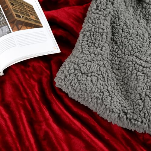 CHANDRAVATI Double Bed Premium Polyester Micromink Mild Winter/Heavy Winter Sherpa Blanket Super Soft Flannel Solid/Plain || (Maroon) - Image 4