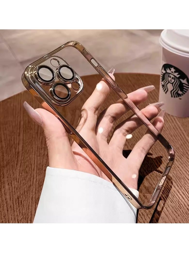 Gasin iPhone 15 Pro Mobile Phone Case Protective Cover Soft Shell Electroplated Anti-fall Gold