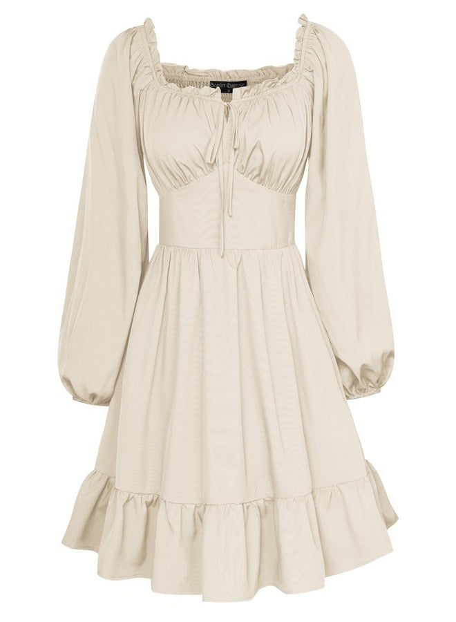 Scarlet Darkness Corset Dress for Women Off The Shoulder Mini Dress Renaissance Dress Apricot S - Image 1