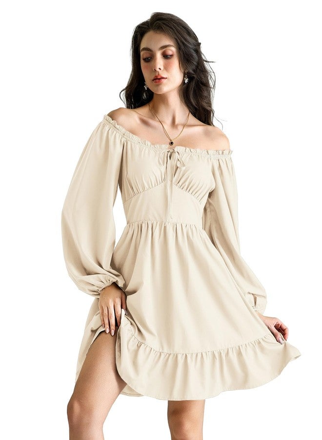 Scarlet Darkness Corset Dress for Women Off The Shoulder Mini Dress Renaissance Dress Apricot S - Image 2