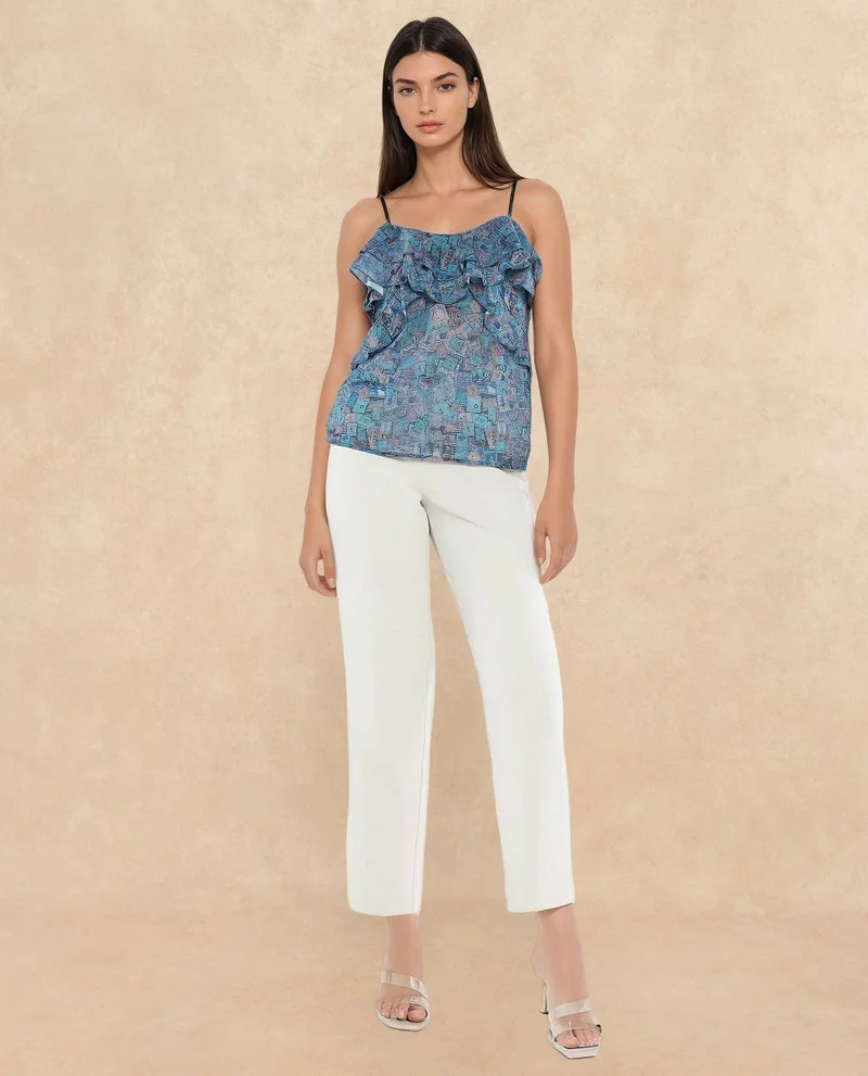 Rareism Women's Sleeveless Object Print Top