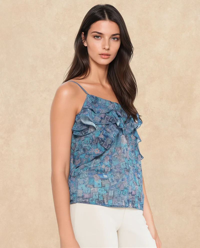 Rareism Women's Sleeveless Object Print Top