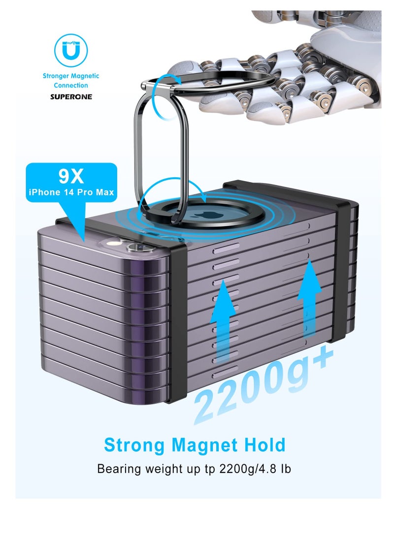SYOSI Mag Safe Phone Ring Holder 360 Degree Rotation Metal Finger Grip Adjustable Magnetic Kickstand and Removable Phone Grip Compatible with Wireless Charging for iPhone 15  14 13 12 Series Black - Image 2