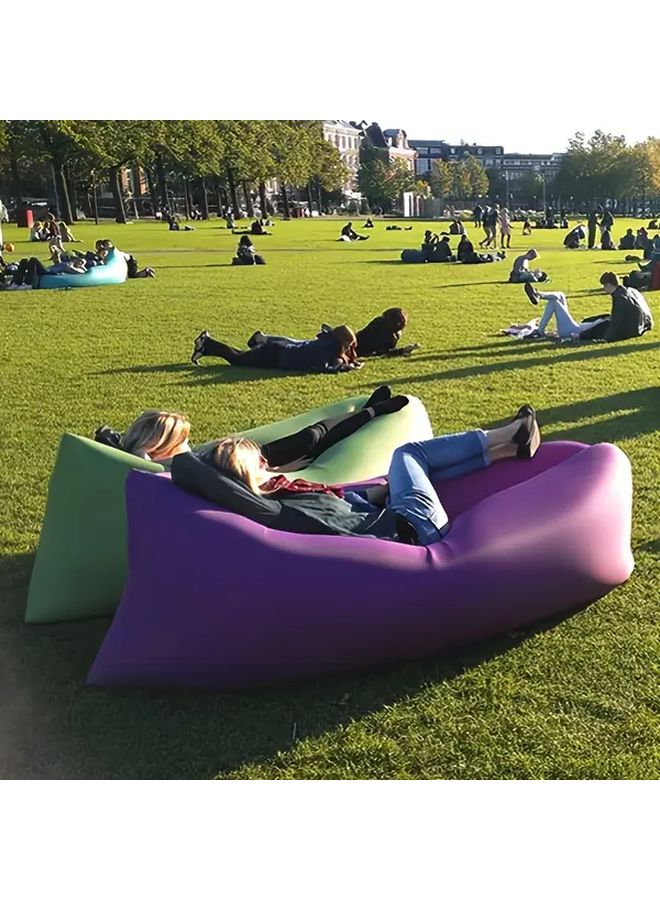 Purple Portable Inflatable Lounger Sofa Chair Air Mattress for Beach Camping Travel - Image 5