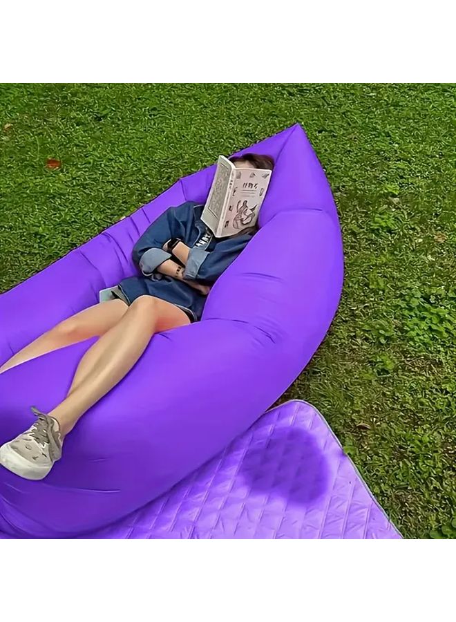 Purple Portable Inflatable Lounger Sofa Chair Air Mattress for Beach Camping Travel - Image 1