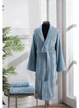 Cotton Embroidered Men's 3 Piece Bathrobe Set | Bathrobe Set | Dowry set