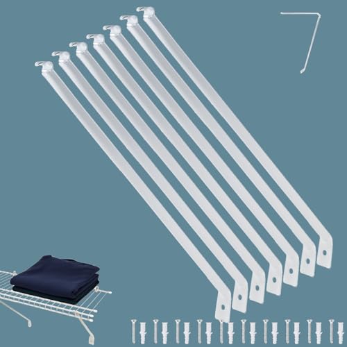 YOQVQOY 7 Pcs 12Inch Wire Shelving Support Bracket Set Complete Hardware Kit with Anchors and Pins Ideal Accessories and Parts for Installing Sturdy Closet Wire Shelves - Image 1