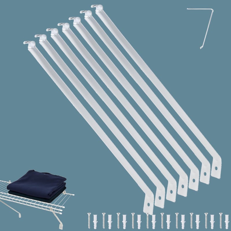 YOQVQOY 7 Pcs 12Inch Wire Shelving Support Bracket Set Complete Hardware Kit with Anchors and Pins Ideal Accessories and Parts for Installing Sturdy Closet Wire Shelves - Image 2