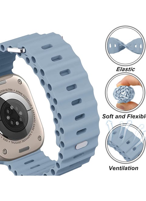 Ocean Band Compatible With Apple Watch 49mm 45mm 44mm 42mm 41mm 40mm 38mm For Women Men Breathable Waterproof Soft Silicone Sport Strap