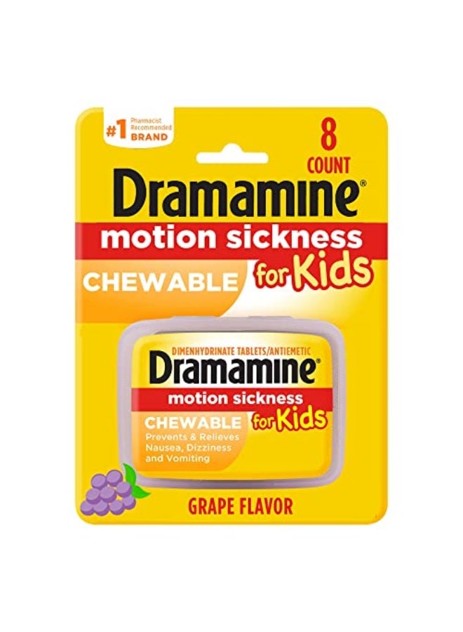 Dramamine Dramamine Kids Chewable Motion Sickness Relief Grape Flavor 8 Count  - Image 1