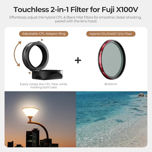 Freewell The Real Lens Hood Hybrid CPLMist Filter Flipable Touchless Filter Operation for Fuji X100VI X100V X100 Series Black - Image 3