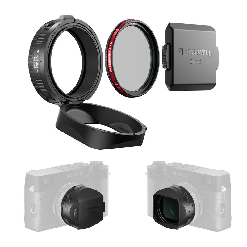 Freewell The Real Lens Hood Hybrid CPLMist Filter Flipable Touchless Filter Operation for Fuji X100VI X100V X100 Series Black - Image 2