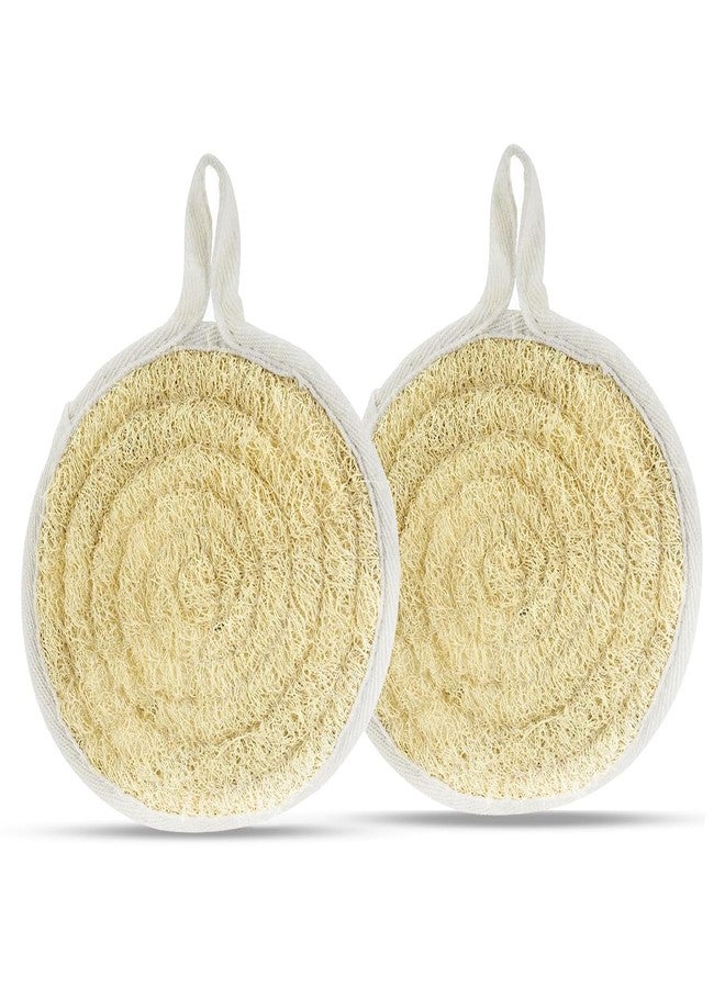 FRTIM Natural Loofah Sponge Shower Round 6.3 Inch, Natural Loofah Exfoliating Body Scrubber, Shower Loofah for Back and Face Skin, Back Scrubber Loofah for Men Wowen Back Face Skin SPA Care - 2 Pieces - Image 1