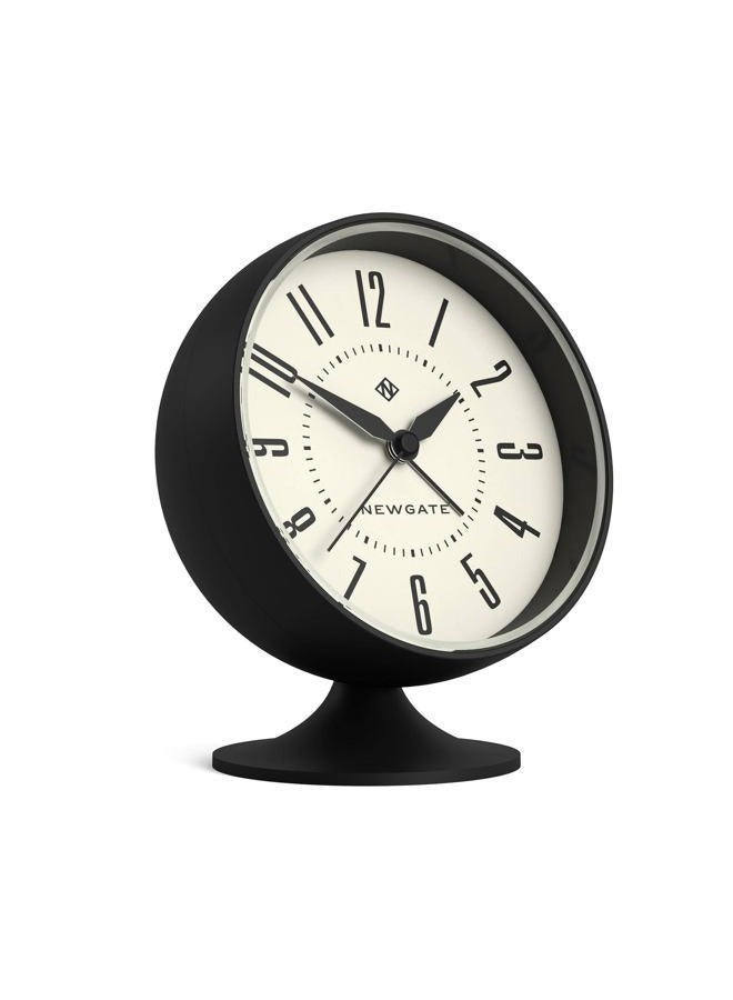 NEWGATE ® 'Spheric' retro semi-dome alarm clock in black soft touch silicone finish, and silent sweep movement with digital beep alarm sound. Ideal for bedside, desks and mantels. - Image 1