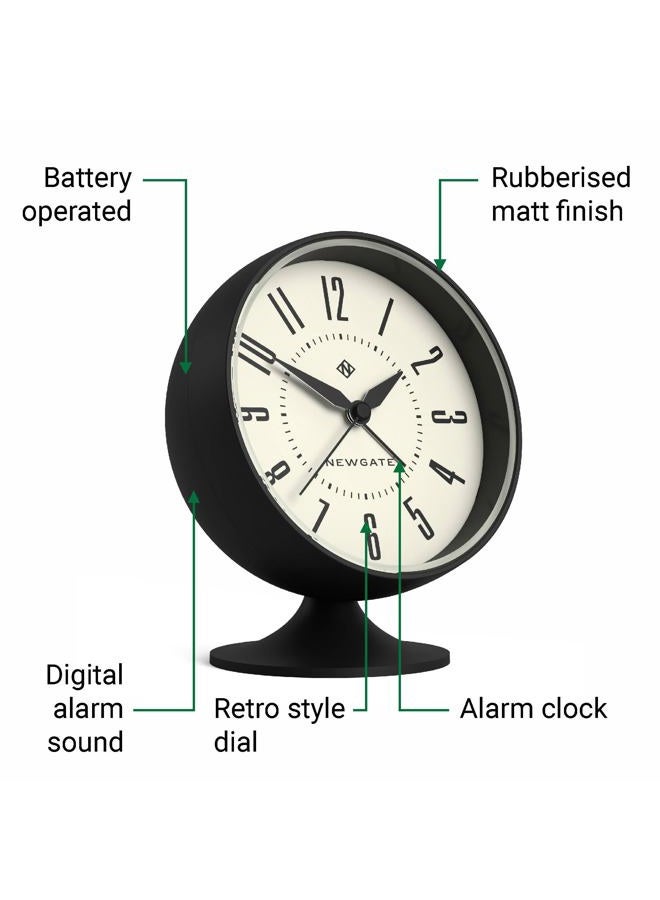 NEWGATE ® 'Spheric' retro semi-dome alarm clock in black soft touch silicone finish, and silent sweep movement with digital beep alarm sound. Ideal for bedside, desks and mantels. - Image 5