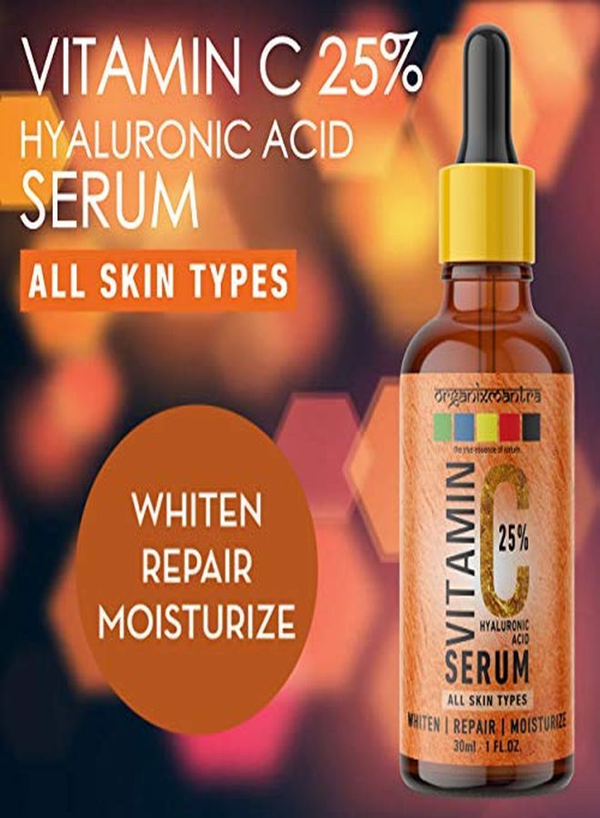 Organix Mantra Vitamin C Serum 25% For Face With Hyaluronic Acid Ferulic Acid Vitamin E B3 Jojoba Oil Aloe Vera And Grapefruit Extract 30Ml  - Image 5
