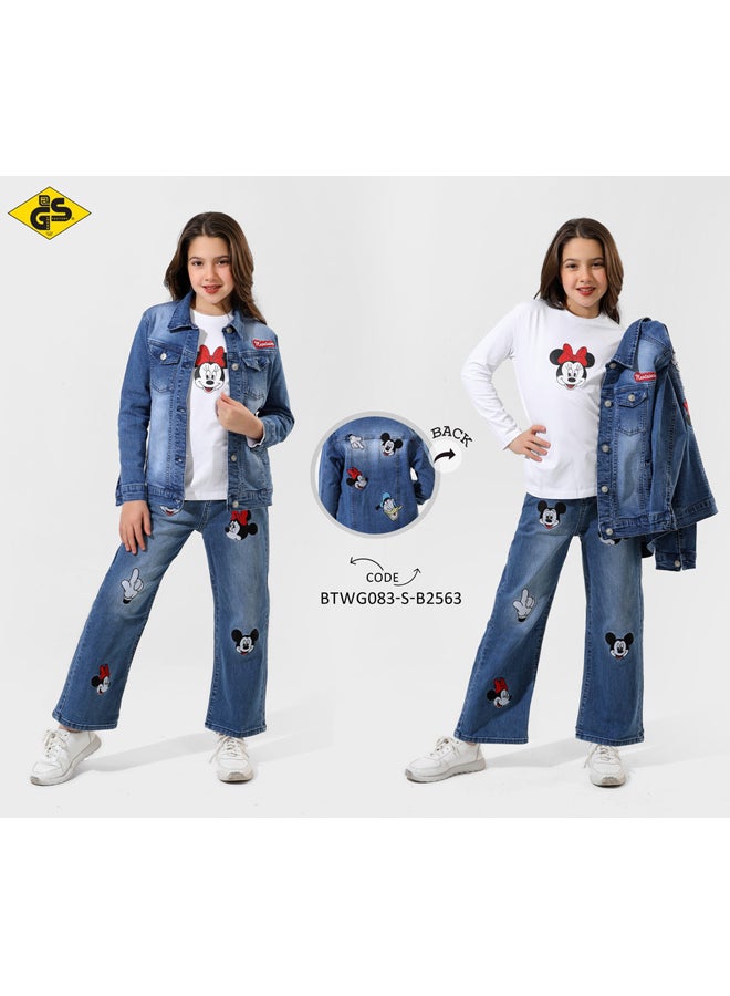 قميص جاباردين خريفي للبنات مع تيشيرت قطني بأكمام طويلة