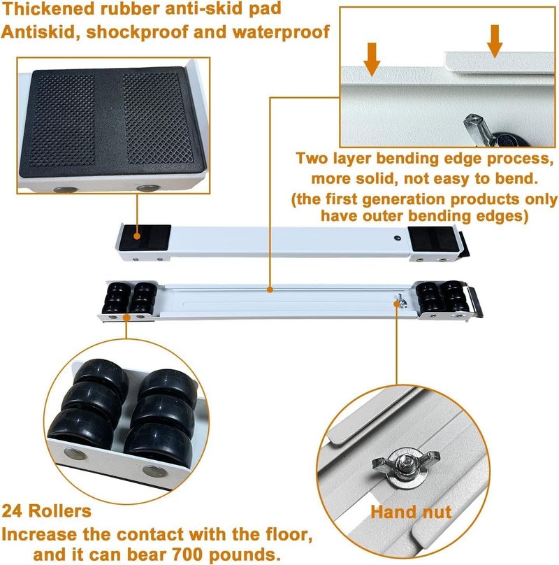 KWINTO Washing Machine Stand Multi-Functional Movable Adjustable Base Mobile Roller Locking Wheels for Washing Machine Mover Tool for Refrigerator, Furniture, Fridge, Sofa, Table, Cupboard - Image 3