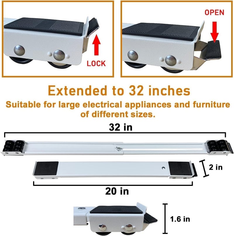 KWINTO Washing Machine Stand Multi-Functional Movable Adjustable Base Mobile Roller Locking Wheels for Washing Machine Mover Tool for Refrigerator, Furniture, Fridge, Sofa, Table, Cupboard - Image 2
